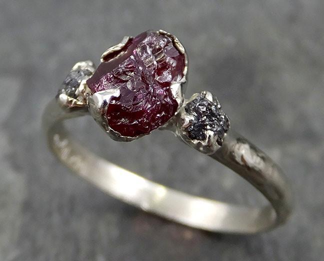 Raw Rough Diamond Ruby Multi Stone Ring 14k Gold red Gemstone Engagement birthstone Ring byAngeline 0522 - by Angeline
