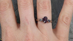 Raw Rough Diamond Ruby Multi Stone Ring 14k Gold red Gemstone Engagement birthstone Ring byAngeline 0522 - by Angeline