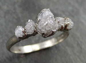 Diamond White gold Engagement Ring Rough Gold Multi stone Wedding Ring diamond Wedding Ring Rough Diamond Ring byAngeline 0526 - by Angeline