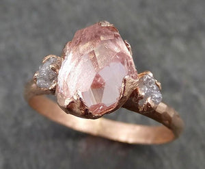 Partially Faceted Pink Topaz Diamond 14k rose Gold Ring One Of a Kind Gemstone Ring Recycled gold byAngeline Multi stone 0527 - by Angeline