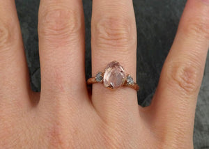 Partially Faceted Pink Topaz Diamond 14k rose Gold Ring One Of a Kind Gemstone Ring Recycled gold byAngeline Multi stone 0527 - by Angeline