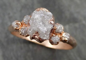 Raw Diamond Rose gold Engagement Ring Rough Gold Multi stone Wedding Ring diamond Wedding Ring Rough Diamond Ring byAngeline 0531 - by Angeline
