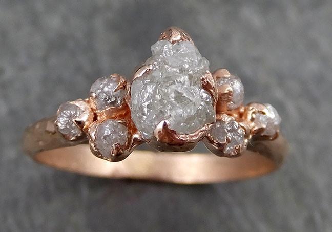Raw Diamond Rose gold Engagement Ring Rough Gold Multi stone Wedding Ring diamond Wedding Ring Rough Diamond Ring byAngeline 0536 - by Angeline
