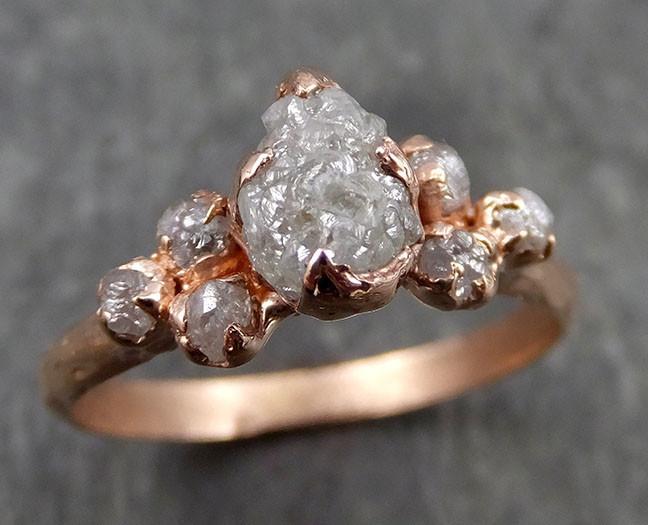 Raw Diamond Rose gold Engagement Ring Rough Gold Multi stone Wedding Ring diamond Wedding Ring Rough Diamond Ring byAngeline 0536 - by Angeline