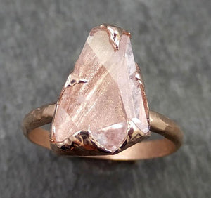 Raw Rough and partially Faceted Pink Topaz 14k rose Gold Ring One Of a Kind Gemstone Ring Recycled gold byAngeline 0550 - by Angeline
