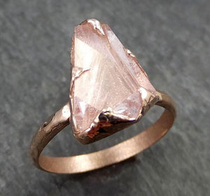 Raw Rough and partially Faceted Pink Topaz 14k rose Gold Ring One Of a Kind Gemstone Ring Recycled gold byAngeline 0550 - by Angeline