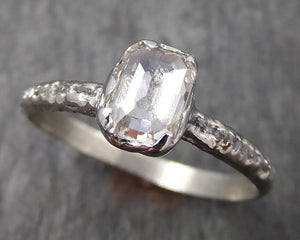Fancy cut white/champagne Diamond Engagement 18k White Gold Multi stone Wedding Ring Rough Diamond Ring byAngeline 0561 - by Angeline