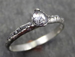 Fancy cut salt and pepper Diamond Engagement 18k White Gold Multi stone Wedding Ring Rough Diamond Ring byAngeline 0565 - by Angeline