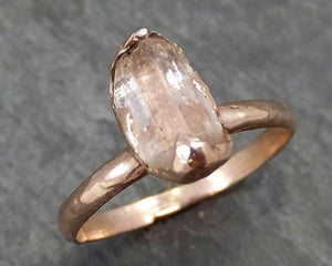 Raw Rough Champagne Pink Topaz 14k Rose gold Solitaire Ring Gold Pink Gemstone Engagement Statement Ring Raw gemstone Jewelry 0569 - by Angeline
