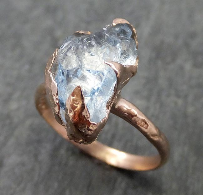 uncut Aquamarine Solitaire Ring Custom One Of a Kind Gemstone Ring Bespoke byAngeline 0570 - by Angeline
