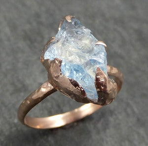 uncut Aquamarine Solitaire Ring Custom One Of a Kind Gemstone Ring Bespoke byAngeline 0570 - by Angeline