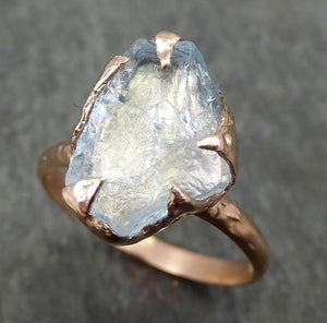 uncut Aquamarine Solitaire Ring Custom One Of a Kind Gemstone Ring Bespoke byAngeline 0571 - by Angeline