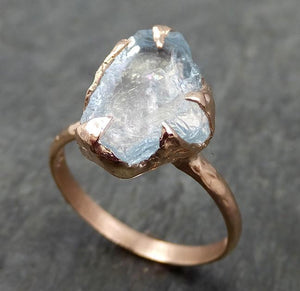 uncut Aquamarine Solitaire Ring Custom One Of a Kind Gemstone Ring Bespoke byAngeline 0571 - by Angeline