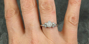 Rough Grey Diamond Engagement Ring Raw 18k White Gold Wedding Ring diamond Multi stone Rough Diamond Ring C0573 - by Angeline
