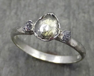 Fancy cut salt and pepper Diamond Engagement 18k White Gold Multi stone Wedding Ring Rough Diamond Ring byAngeline 0578 - by Angeline