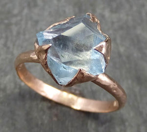 Partially faceted Aquamarine Solitaire Ring rose gold Custom One Of a Kind Gemstone Ring Bespoke byAngeline 0580 - by Angeline