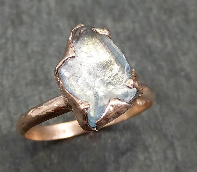 Aquamarine Solitaire Ring rose gold Custom One Of a Kind Gemstone Ring Bespoke byAngeline 0584 - by Angeline