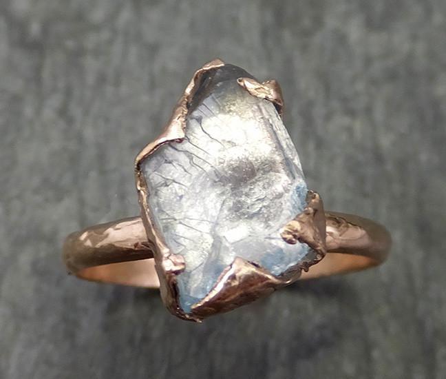 Aquamarine Solitaire Ring rose gold Custom One Of a Kind Gemstone Ring Bespoke byAngeline 0584 - by Angeline