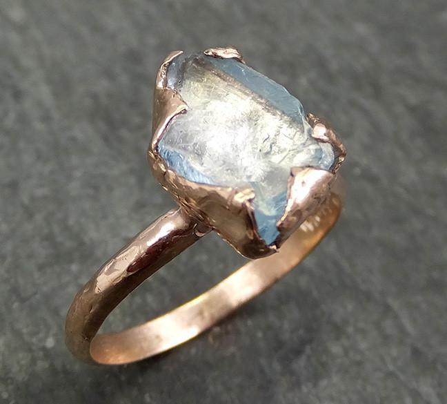 Aquamarine Solitaire Ring rose gold Custom One Of a Kind Gemstone Ring Bespoke byAngeline 0584 - by Angeline