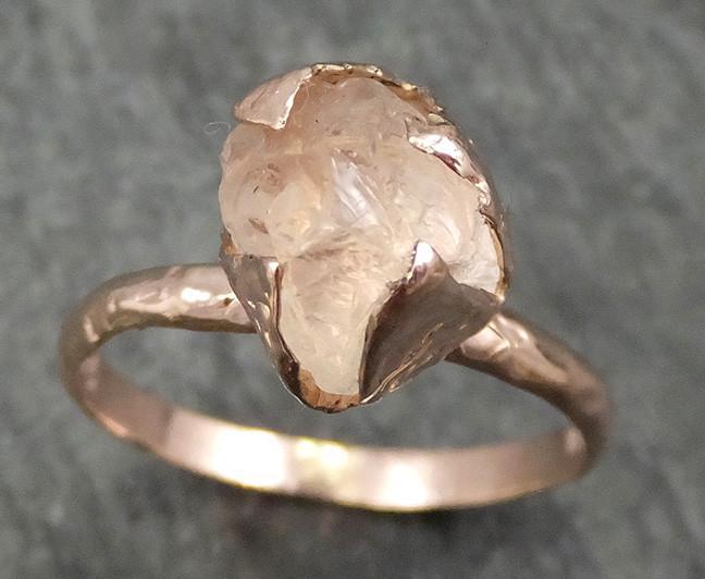 Raw Rough Morganite 14k Rose gold solitaire Pink Gemstone Cocktail Ring Statement Ring Raw gemstone Jewelry by Angeline 0588 - by Angeline