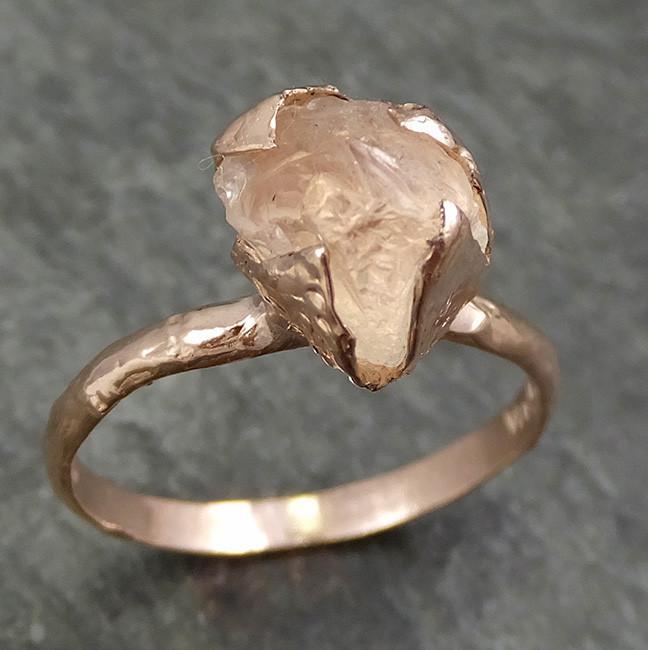 Raw Rough Morganite 14k Rose gold solitaire Pink Gemstone Cocktail Ring Statement Ring Raw gemstone Jewelry by Angeline 0588 - by Angeline