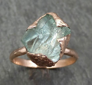 Raw uncut Aquamarine Solitaire Ring Custom One Of a Kind Gemstone Ring Bespoke byAngeline 0593 - by Angeline