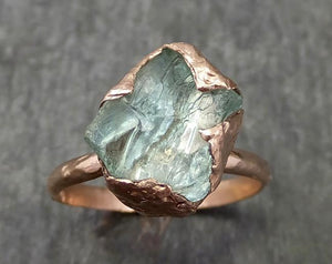 Raw uncut Aquamarine Solitaire Ring Custom One Of a Kind Gemstone Ring Bespoke byAngeline 0593 - by Angeline