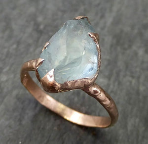 Raw uncut Aquamarine Solitaire Ring Custom One Of a Kind Gemstone Ring Bespoke byAngeline 0594 - by Angeline