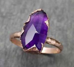 Partially Faceted Amethyst Solitaire Ring Statement ring Custom One Of a Kind Gemstone Ring Bespoke byAngeline 0604 - by Angeline