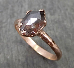 Fancy cut Salt and pepper Solitaire Diamond Engagement 14k Rose Gold Wedding Ring byAngeline 0603 - by Angeline