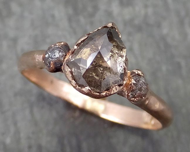 Fancy cut Salt and Pepper Diamond Engagement 14k Rose Gold Multi stone Wedding Ring Rough Diamond Ring byAngeline 0602 - by Angeline