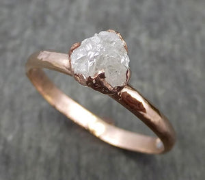 Raw Diamond Solitaire Engagement Ring Rough 14k rose Gold Wedding Ring diamond Stacking Ring Rough Diamond Ring byAngeline 0607 - by Angeline