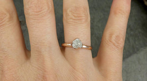 Raw Diamond Solitaire Engagement Ring Rough 14k rose Gold Wedding Ring diamond Stacking Ring Rough Diamond Ring byAngeline 0607 - by Angeline