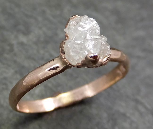 Raw Diamond Solitaire Engagement Ring Rough 14k rose Gold Wedding Ring diamond Stacking Ring Rough Diamond Ring byAngeline 0608 - by Angeline