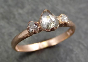 Faceted Fancy cut Champagne Diamond Engagement 14k Rose Gold Multi stone Wedding Ring Rough Diamond Ring byAngeline 0614 - by Angeline