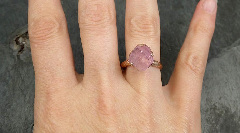 Partially Faceted Pink Topaz 14k rose Gold Ring One Of a Kind Gemstone Ring Recycled gold byAngeline 0615 - by Angeline