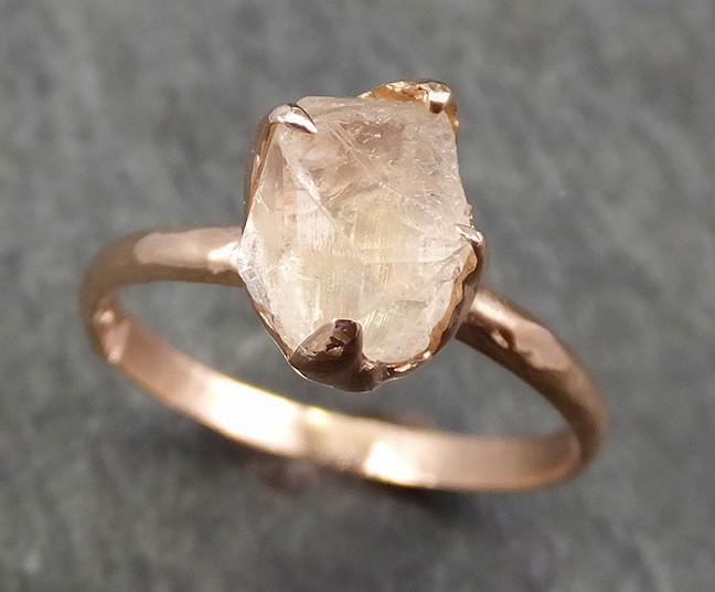 Raw Rough Champagne Topaz 14k Rose gold Solitaire Ring Gold Pink Gemstone Engagement Statement Ring Raw gemstone Jewelry 0616 - by Angeline