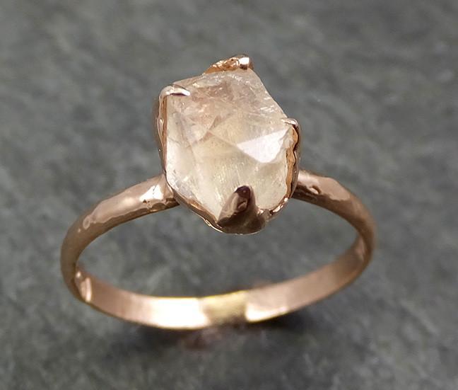 Raw Rough Champagne Topaz 14k Rose gold Solitaire Ring Gold Pink Gemstone Engagement Statement Ring Raw gemstone Jewelry 0616 - by Angeline