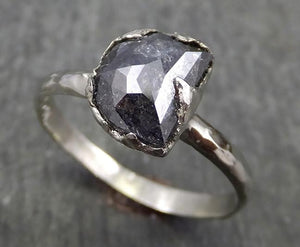 Fancy Cut Half Moon Diamond Solitaire Engagement 18k White Gold Wedding Ring byAngeline 0617 - by Angeline