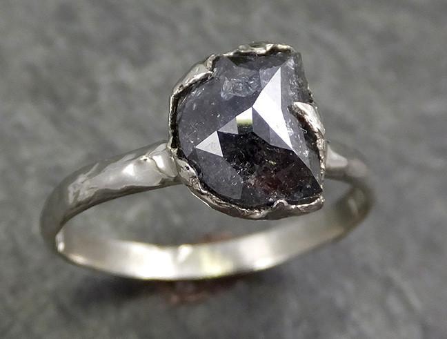 Fancy Cut Half Moon Diamond Solitaire Engagement 18k White Gold Wedding Ring byAngeline 0617 - by Angeline