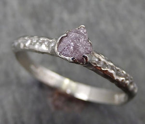 Raw Rough Uncut Diamond 14k White Gold Pink Diamond Wedding Ring byAngeline 0618 - by Angeline