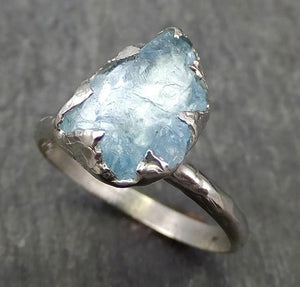 uncut Aquamarine Solitaire Ring Custom One Of a Kind Gemstone Ring Bespoke byAngeline 0622 - by Angeline