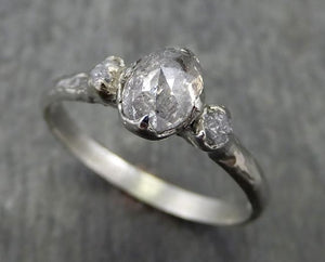 Fancy cut salt and pepper Diamond Engagement 18k White Gold Multi stone Wedding Ring Rough Diamond Ring byAngeline 0623 - by Angeline