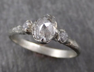 Fancy cut salt and pepper Diamond Engagement 18k White Gold Multi stone Wedding Ring Rough Diamond Ring byAngeline 0623 - by Angeline