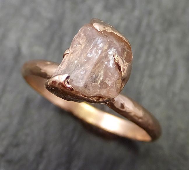 Raw Rough Champagne Topaz 14k Rose gold Solitaire Ring Gold Pink Gemstone Engagement Statement Ring Raw gemstone Jewelry 0628 - by Angeline