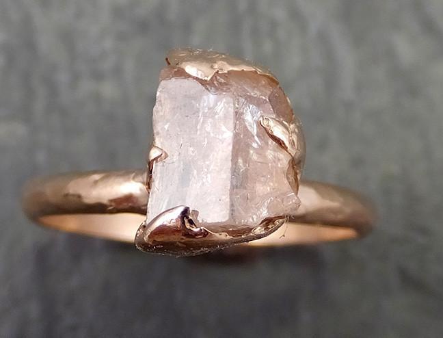 Raw Rough Champagne Topaz 14k Rose gold Solitaire Ring Gold Pink Gemstone Engagement Statement Ring Raw gemstone Jewelry 0628 - by Angeline