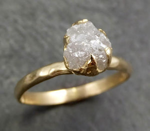 Raw Diamond Engagement Ring Rough Uncut Diamond Solitaire Recycled 14k yellow gold Conflict Free Diamond Wedding Promise 0633 - by Angeline