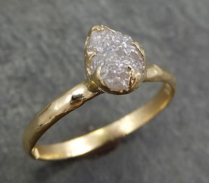 Raw Diamond Engagement Ring Rough Uncut Diamond Solitaire Recycled 14k yellow gold Conflict Free Diamond Wedding Promise 0634 - by Angeline