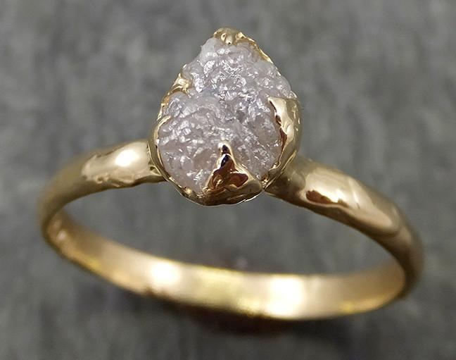 Raw Diamond Engagement Ring Rough Uncut Diamond Solitaire Recycled 14k yellow gold Conflict Free Diamond Wedding Promise 0634 - by Angeline