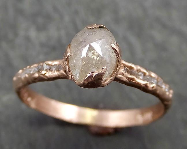 Faceted Fancy cut Champagne Diamond Engagement 14k Rose Gold Multi stone Wedding Ring Rough Diamond Ring byAngeline 0636 - by Angeline